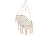Sedia Sospesa Costway Con 2 Cuscini, Altalena Sospesa Fino A 150 Kg, Sedile Sospeso Beige