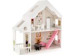 Casa Delle Bambole Costway Per Bambole Di 28-36 Cm, Casa Delle Bambole A 2 Piani Con Accessori E Mobili, Casa Delle Bambole Per Bambini Da 3 Anni 81X30X86Cm