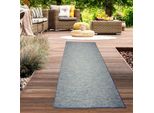 Tappeto Per Interni Ed Esterni Screziato In Sisal Utilizzabile Su Entrambi I Lati In Blu Dimensioni - 80 X 250 Cm