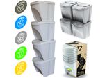 Set Di 4 Contenitori Per Rifiuti Sistema Di Separazione Dei Rifiuti - Set Di Contenitori Per Rifiuti Da 4X25L In Bianco Colore Bianco Cenere Per L'impilamento Compatto, Modulare E Leggero Semplice Differenziazione Dei Rifiuti Domestici Plastica