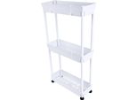 Confibel - Scaffale/Organizzatore Con 3 Ripiani - Scaffale In Metallo - Contenitore Stretto Per Cucina, Bagno, Ufficio - Bianco