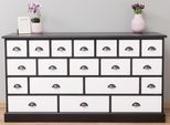 Casa Padrino Cassettiera In Stile Country Nero/Bianco 180 X 48 X H. 95 Cm - Mobile In Legno Massiccio Con 19 Cassetti - Mobili In Stile Country - Mobili In Stile Country - Arredamento In Stile Country