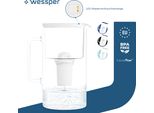 Caraffa Filtrante In Vetro Borosilicato Wessper D2 Futureflow 3 L | Caraffa Filtrante Wessper 3L Sistema Di Filtraggio Dell'acqua Bianco| 1X Cartuccia Filtrante Per Acqua