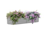 Outsunny Letto Rialzato In Metallo, Fioriera, Letto Per Verdure, Fioriera Fai Da Te Con Base Aperta, Letto Per Erbe Aromatiche Per Giardino, Balcone, Argento, 150 X 62 X 30 Cm