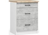 Akord Mobile Da Cucina Oliwia 3 Cassetti Bianco-Cemento 60X46X85 Cm