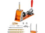 Vevor Kit Dima Per Fori A Tre Tasche Con Punte Per Chiavi E Perni, Ausilio Per Tasselli Dima Di Foratura Per La Realizzazione Di Fori A Tasca E Fori Angolati, Ausilio Per La Foratura Per La Lavorazione Del Legno In Alluminio.