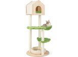 Costway Albero Per Gatti 139 Cm, Tiragraffi Multistrato Con Casetta Per Gatti E Tiragraffi In Sisal, Legno