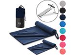 Set Di 2 Asciugamani Fitness Blumtal - Asciugamano Sportivo In Microfibra 180X90Cm + Asciugamano In Microfibra 80X40Cm - Asciugamano Da Palestra/Asciugamano In Microfibra - Blu Scuro