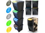 Set Di 4 Cestini Per Rifiuti Sistema Di Separazione Dei Rifiuti - Set Di Cestini Neri Da 4X25L Per L'impilamento Compatto, Modulare E Leggero Semplice Differenziazione Dei Rifiuti Domestici Plastica
