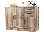Credenza Costway Con 2 Cassetti, 3 Ante, 1 Ripiano Regolabile, Mobile Da Cucina Multifunzionale Per Buffet, 110X40X78Cm Legno