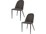 Set Di 2 Sedie Imbottite Jennifer Di Tommychairs, Con Rivestimento In Ecopelle Color Ippopotamo E Gambe In Ferro Nero Opaco