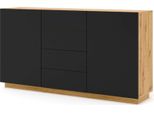 Cassettiera Aura 2D4S 164 Cm Rovere Artigianale / Nero Opaco - Credenza - Credenza A 2 Ante - 4 Cassetti
