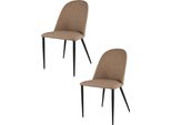 Set Di 2 Sedie Jennifer Imbottite, Rivestite In Pelle Finta Nel Colore Marrone Scamosciato E Gambe In Ferro Nero Opaco