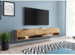 Minio, Mobile Tv, Lavagna Tv "Anne"", Illuminazione Led, 180 Cm, Colore Rovere Wotan"