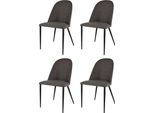 Set Di 4 Sedie Imbottite Jennifer Di Tommychairs, Con Rivestimento In Ecopelle Color Ippopotamo E Gambe In Ferro Nero Opaco