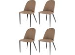 Set Di 4 Sedie Jennifer Imbottite, Rivestite In Pelle Finta Nel Colore Marrone Scamosciato E Gambe In Ferro Nero Opaco