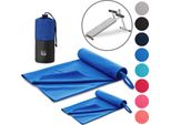 Set Di 2 Asciugamani Fitness Blumtal - Asciugamano Sportivo In Microfibra Da Palestra 180X90Cm + Asciugamano In Microfibra 80X40Cm - Asciugamano Da Palestra/Asciugamano In Microfibra - Blu