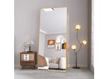 Fortuna Lai Specchio A Figura Intera Con Cornice In Metallo Dorato 180X80Cm, Specchio Guardaroba Hd Grande Specchio Rettangolare Alto Per Soggiorno O Spogliatoio, Dorato