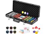 Set Da Poker Costway Con 500 Fiches Laser, Valigetta Da Poker Con 2 Carte Da Gioco, 5 Dadi, 3 Fiches Da Banco E 2 Chiavi, Valigetta Da Poker In Alluminio Con Serratura, Set Da Poker Completo (500 Pezzi)