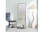 Unboxg Specchio A Figura Intera 60X165 Cm, Specchio Da Terra Appeso O Appoggiato Alla Parete, Grande Specchio Da Terra Con Supporto Per Camera Da Letto, Soggiorno O Spogliatoio, Nero