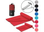 Set Di 2 Asciugamani Fitness Blumtal - Asciugamano Sportivo In Microfibra 180X90Cm + Asciugamano In Microfibra 80X40Cm - Asciugamano Da Palestra/Asciugamano In Microfibra - Rosso Scuro