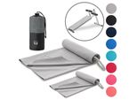 Set Di 2 Asciugamani Fitness Blumtal - Asciugamano Sportivo In Microfibra 180X90Cm + Asciugamano In Microfibra 80X40Cm - Asciugamano Da Palestra/Asciugamano In Microfibra - Grigio