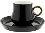 Mulex Set Di 12 Tazze Demitasse In Porcellana Con Piattino Servizio Moka 100 Ml Nero/Oro