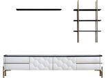 Mobile Tv Bianco Designer 2X Mensole Soggiorno Elegante Set 3 Pezzi Nuovo