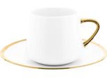 Mulex 12 Pz. Set Di Tazze Da Moka Con Piattini In Porcellana Servizio Da Moka 100 Ml Bianco/Oro