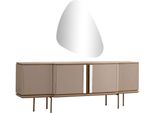Set Sala Da Pranzo Credenza Sala Da Pranzo Beige Specchio Di Lusso Jvmoebel