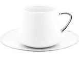 Mulex 12 Pz. Set Di Tazze Da Moka Con Piattini In Porcellana Servizio Da Moka 100 Ml Bianco/Argento