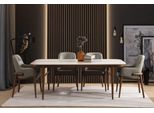 Mobili Per La Sala Da Pranzo Tavolo In Legno Sedie Imbottite Di Design Piedi In Legno 7Pc Set Di Lusso