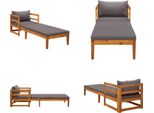 Vidaxl Lettino Da Sole Con Cuscini Grigio Scuro In Legno Massiccio Di Acacia - Lettino Da Sole - Lettini Da Sole - Lettino Da Sole In Legno - Lettini Da Sole In Legno
