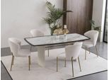 Set Sala Da Pranzo Bianco Tavolo Da Pranzo Di Design 4X Sedie Mobili In Legno Lusso 5 Pezzi