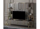 Porta Tv Rtv Credenza Bassa Soggiorno Oro Grigio Lusso Legno Nuovo