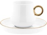 Mulex Set Di 12 Tazze Demitasse In Porcellana Con Piattino Servizio Moka 100 Ml Bianco/Oro
