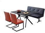 Set Da Pranzo Di Design 2X Sedie Imbottite Marroni Tavolo Da Pranzo Nero Panca Jvmoebel