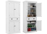 Mobile Da Cucina Costway 183Cm, Mobile Buffet In Legno Con Ripiani Regolabili, Armadietti E Cassetti, Mobile Alto Da Cucina A Buffet Free-Standing Bianco