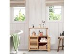 Waoho Armadietti Da Bagno In Bambù, Mensola Da Bagno, Credenza Soggiorno, Credenza, Mensola Da Bagno In Piedi, Mobile Da Cucina, Mensola Da Bagno In Piedi 65X87X33Cm