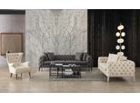 Set Divano Chesterfield Bianco-Grigio 4+3 Posti Poltrona Jvmoebel