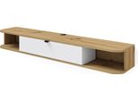 Mobile Tv Icarus 156 Cm Rovere Artigianale / Bianco Opaco - Mobile Tv A Parete - Pensile - Lavagna Moderna Per Soggiorno