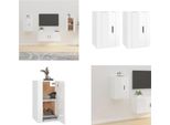 Vidaxl Mobili Tv A Parete 2 Pz. Bianco Lucido 40X34,5X60 Cm - Mobile Tv A Parete - Mobile Tv A Parete - Mobile Tv - Console Tv