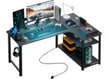 Gtplayer Scrivania Ad Angolo Scrivania Da Gioco Con Ripiano Porta Di Ricarica Usb E Presa (1 Scrivania), Scrivania Per Computer Da 120 Cm A Forma Di L, Scrivania Per Pc Per Ufficio,