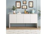 Credenza Fortuna Lai (1 Pz), Credenza A 4 Ante, Mobile Da Soggiorno 152.5*40*76.5Cm, Bianco
