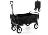 Costway Carrello Da Giardino Pieghevole Con Maniglia Regolabile E Portabicchieri Fino A 68 Kg Per La Spesa, Campeggio Nero