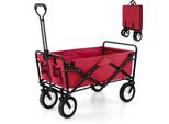 Costway Carrello Da Giardino Pieghevole Con Maniglia Regolabile E Portabicchieri Fino A 68 Kg Per La Spesa, Campeggio Rosso