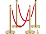 Vevor Sistema Di Controllo Della Folla In Acciaio Inox Barriera Palo Corda Demarcazione Stand Testa Di Palla 2 Corde Di Velluto Rosso Colonna D'oro 4 Confezione Di Barriere Di Controllo Della Folla