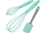 Set Di Fruste Linden Berg - Set Di Utensili Da Cucina Da 3 Pezzi Con Raschietto Per Pasta - Rivestito In Silicone - Ergonomico - Lavabile In Lavastoviglie - Turchese