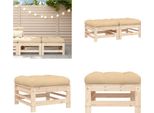 Vidaxl Sgabello Da Giardino Con Cuscino 2 Pz. In Legno Di Pino Massiccio - Sgabello Da Giardino - Sgabello Da Patio - Sgabello Da Esterno - Poggiapiedi Da Giardino