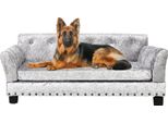Wisfor Divano Per Animali Domestici Con Schienale, Divano Per Cani Con Struttura In Legno, Materassino Per Cani, L: 95 X 70 X 40 Cm